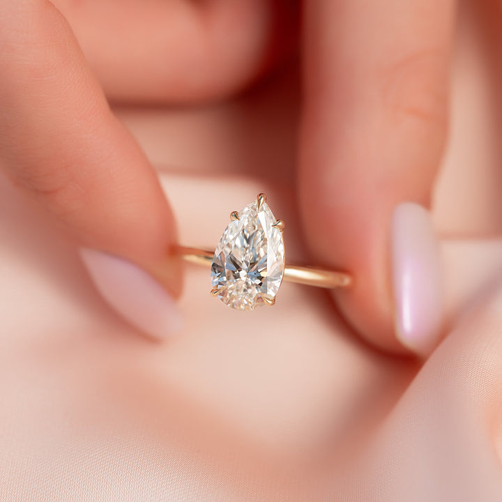 The Abby Pear Lab Diamond Moissanite Engagement Ring *Shown with 2.5 ct #material_gold