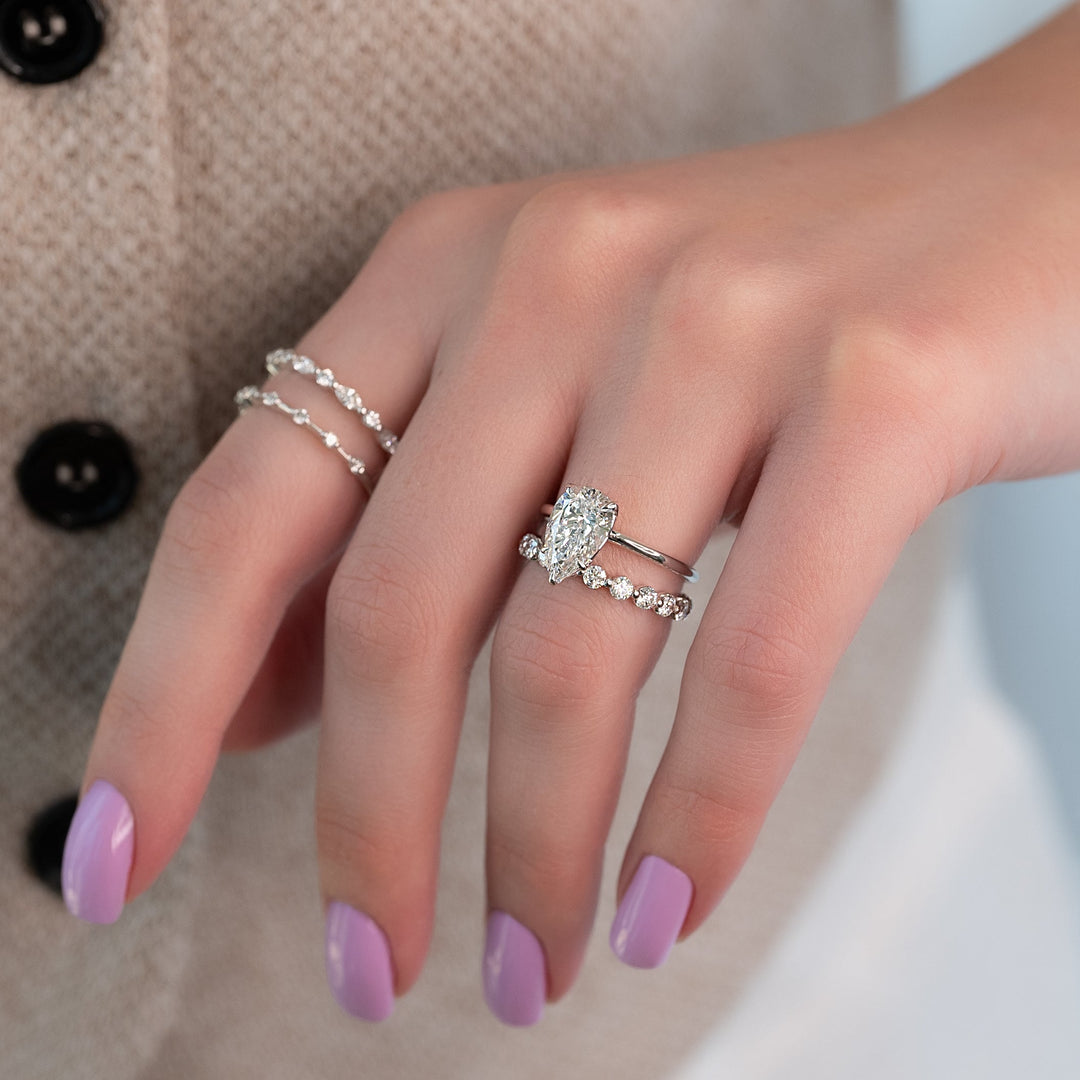 The Abby Pear Lab Diamond Moissanite Engagement Ring