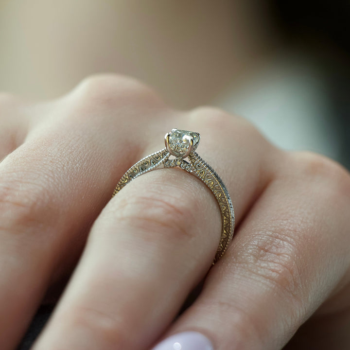 The Alexandra Set With Cushion Vintage Moissanite#material_14k-white