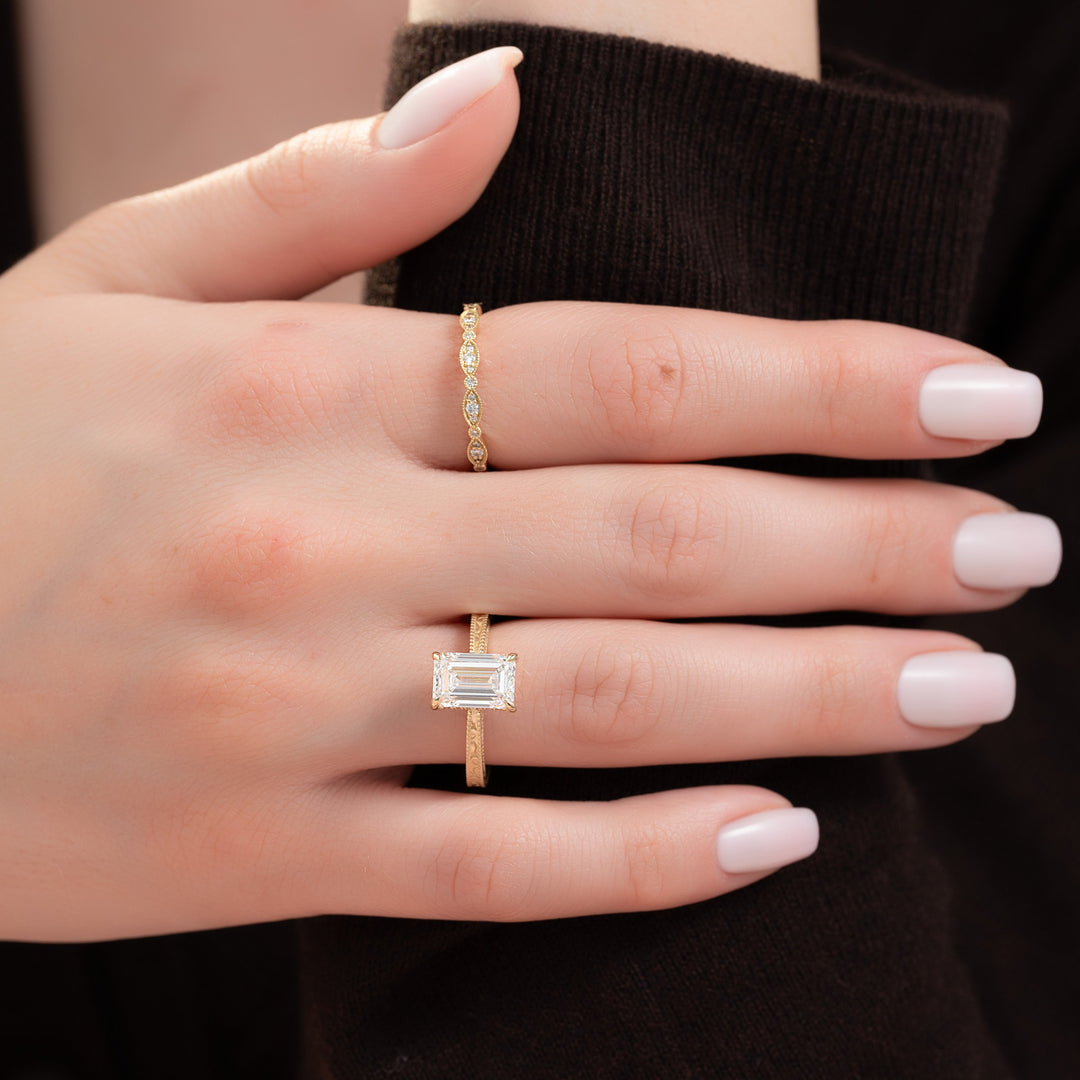 The Alexandra Emerald Lab Diamond Moissanite Engagement Ring