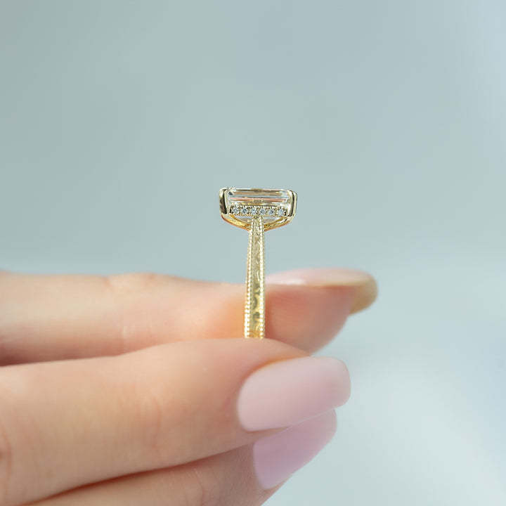 The Alexandra Emerald Lab Diamond Moissanite Engagement Ring *Shown with 3 ct #material_gold