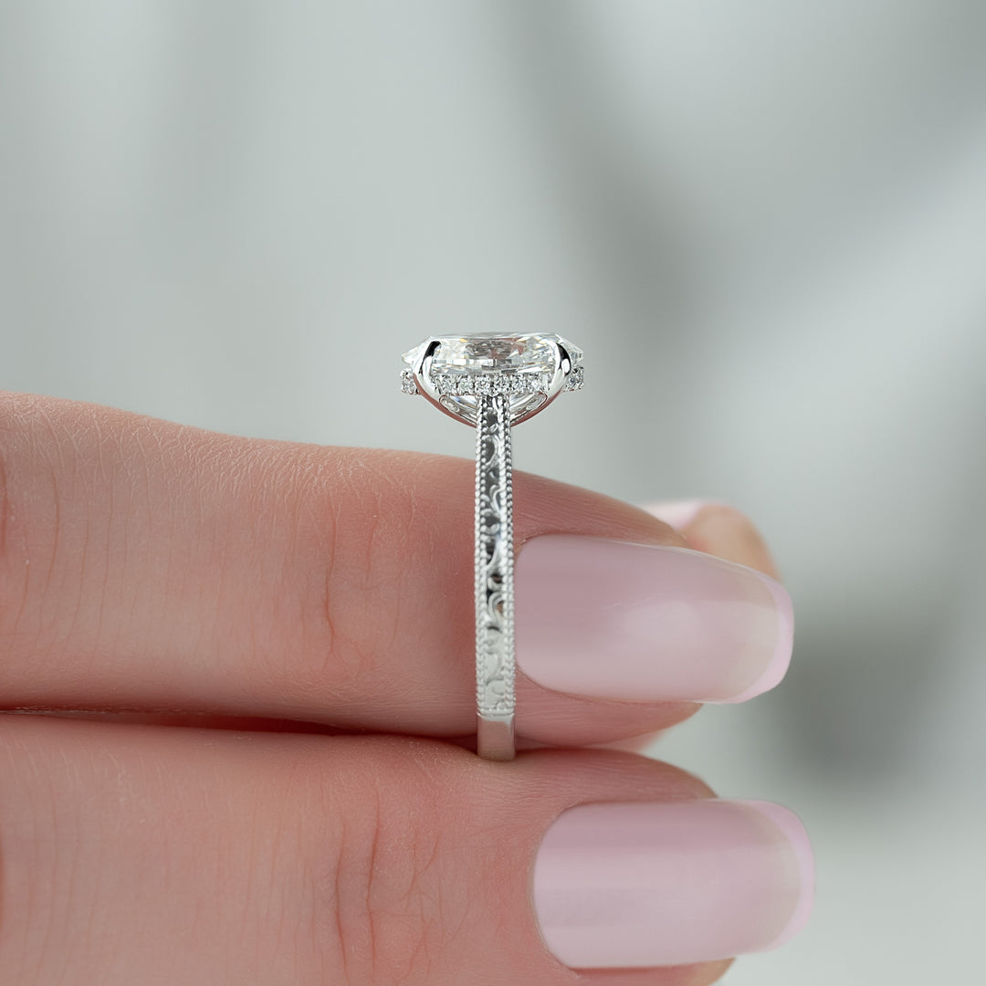 The Alexandra Oval Lab Diamond Moissanite Engagement Ring