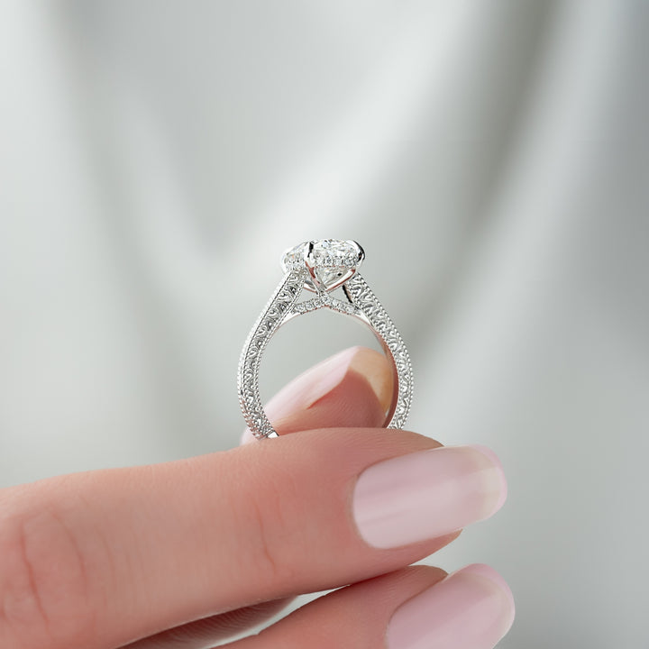 The Alexandra Oval Lab Diamond Moissanite Engagement Ring *Shown with 2.5 ct #material_white