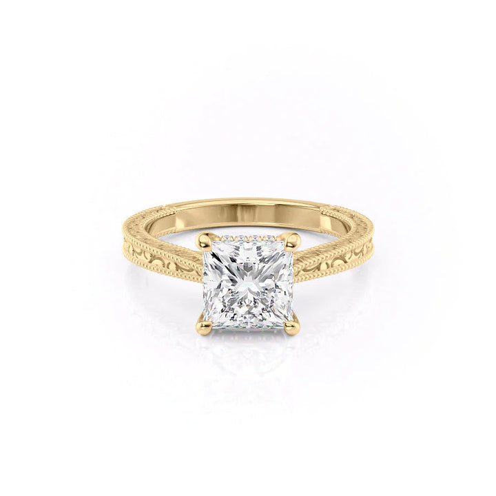 The Alexandra Set With Princess Vintage Lab Diamond 1 Carat 14K Gold#material_gold