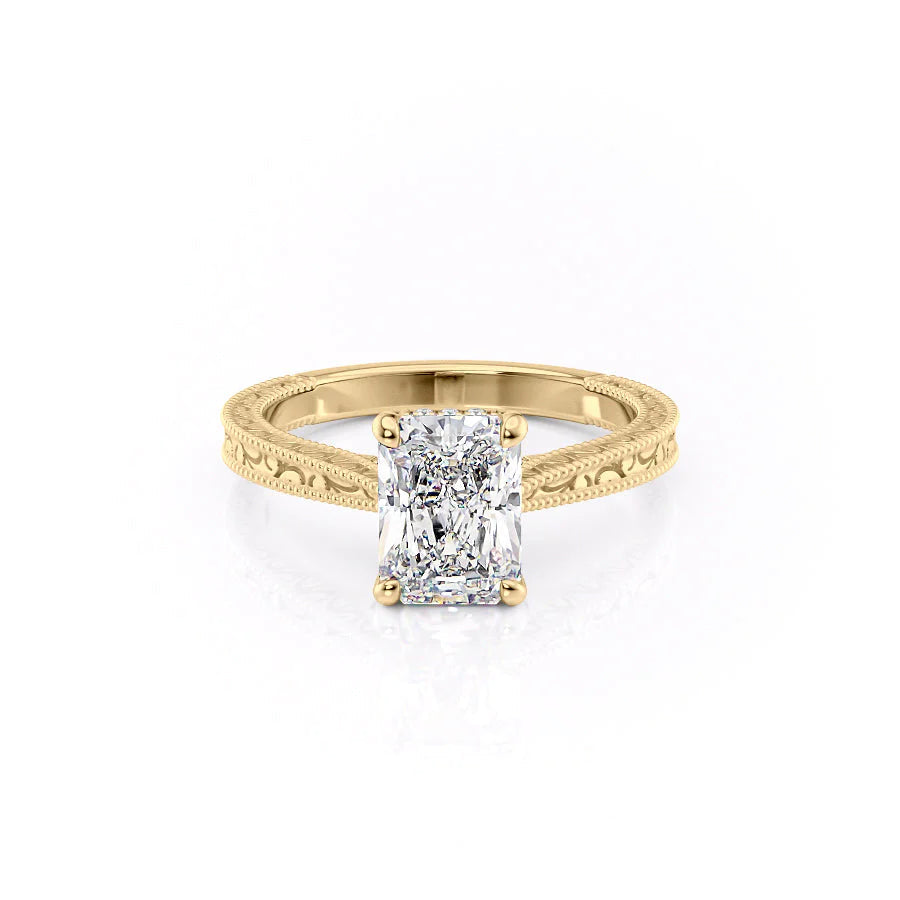 The Alexandra Set With Radiant Vintage Lab Diamond 1 Carat 14K Gold#material_gold