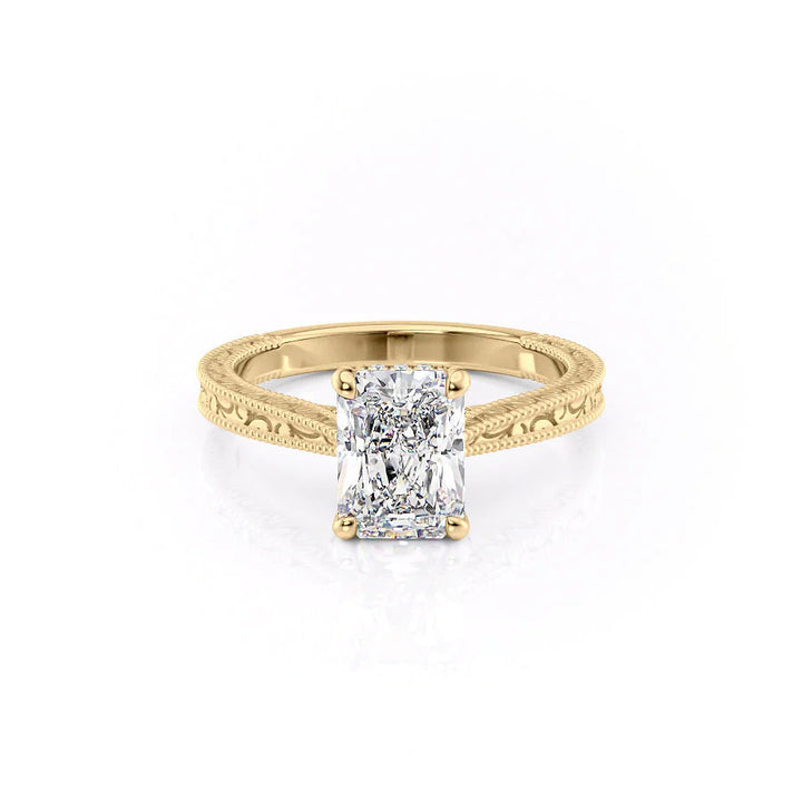 The Alexandra Set With Radiant Vintage Lab Diamond 1 Carat 14K Gold#material_gold