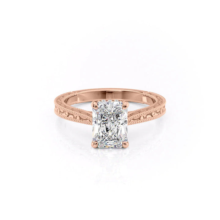 The Alexandra Set With Radiant Vintage Lab Diamond 1 Carat 14K Rose#material_rose