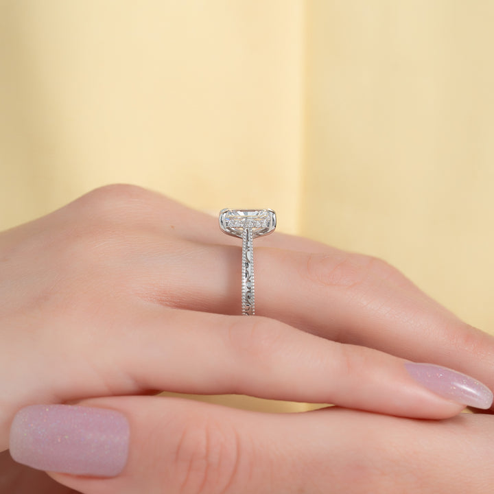 The Alexandra Radiant Lab Diamond Moissanite Engagement Ring *Shown with 2 ct #material_white