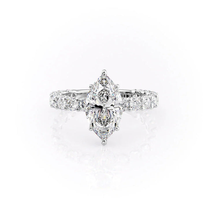 The Amora Set With Marquise Side Stone Lab Diamond 1 Carat 18K White#material_18k-white