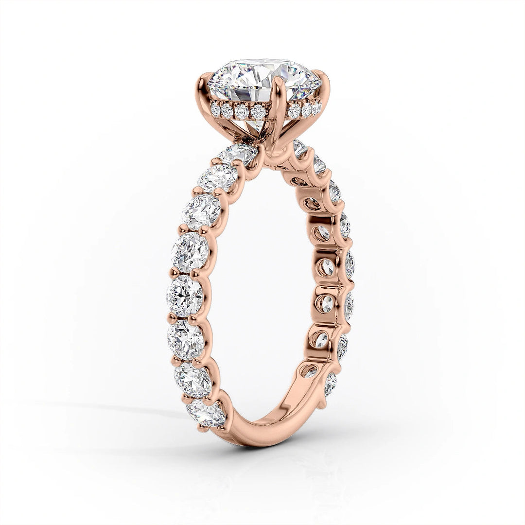 The Amora Set With Oval Side Stone Lab Diamond 1.5 Carat 14K Rose#material_rose