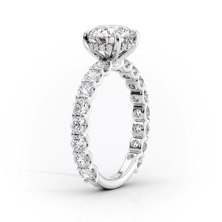 The Amora Set With Oval Side Stone Lab Diamond 1.5 Carat 14K White#material_white