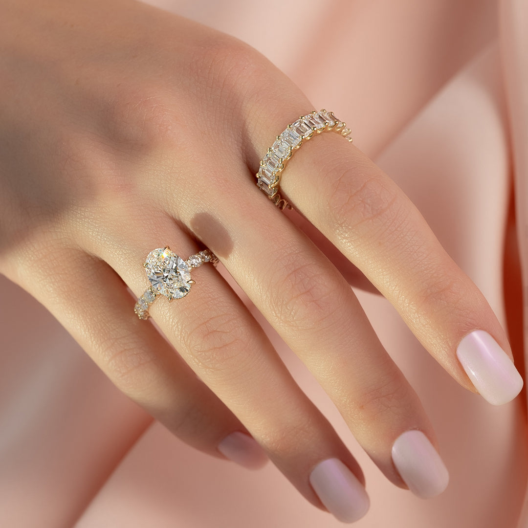 The Amora Oval Lab Diamond Moissanite Engagement Ring