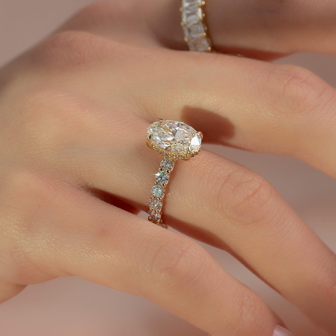 The Amora Oval Lab Diamond Moissanite Engagement Ring