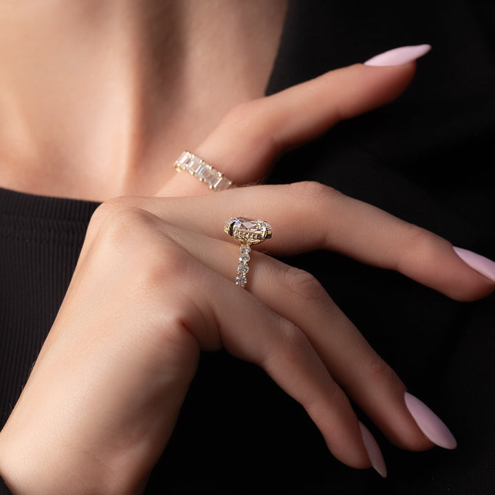 The Amora Oval Lab Diamond Moissanite Engagement Ring *Shown with 3 ct #material_gold