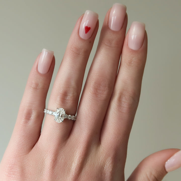 The Amora Oval Lab Diamond Moissanite Engagement Ring *Shown with 1.5 ct #material_white