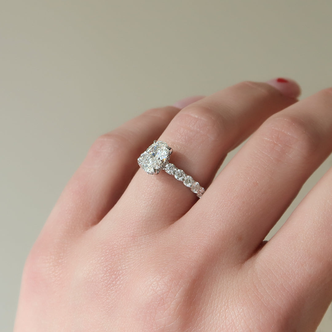 The Amora Oval Lab Diamond Moissanite Engagement Ring