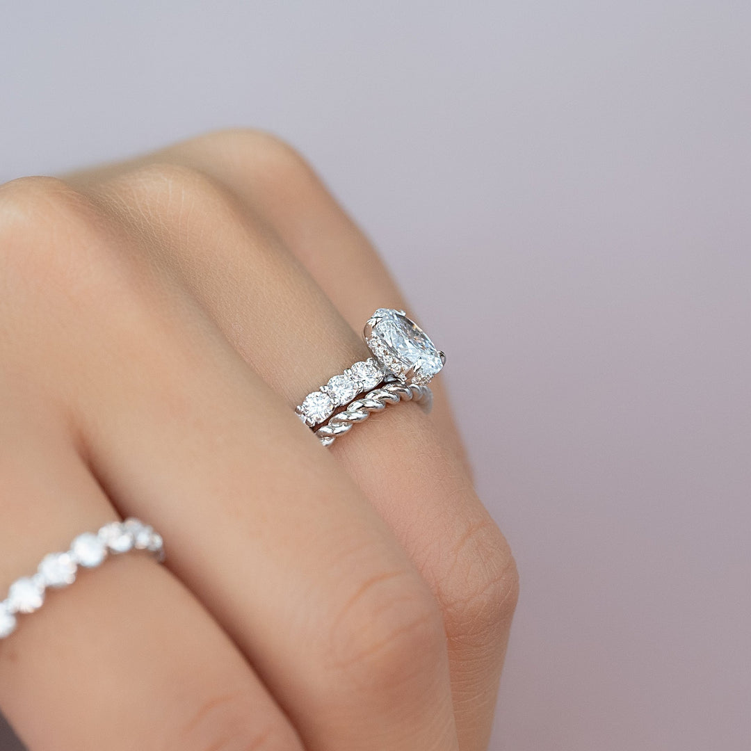 The Amora Oval Lab Diamond Moissanite Engagement Ring