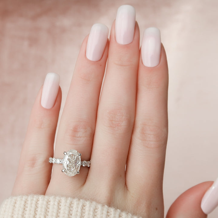 The Amora Oval Lab Diamond Moissanite Engagement Ring *Shown with 3.5 ct #material_white