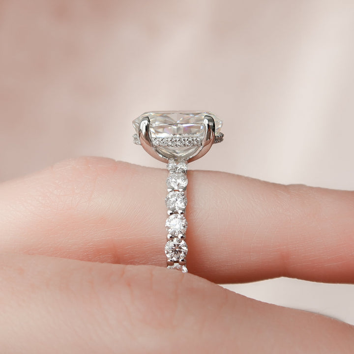 The Amora Oval Lab Diamond Moissanite Engagement Ring *Shown with 3.5 ct #material_white