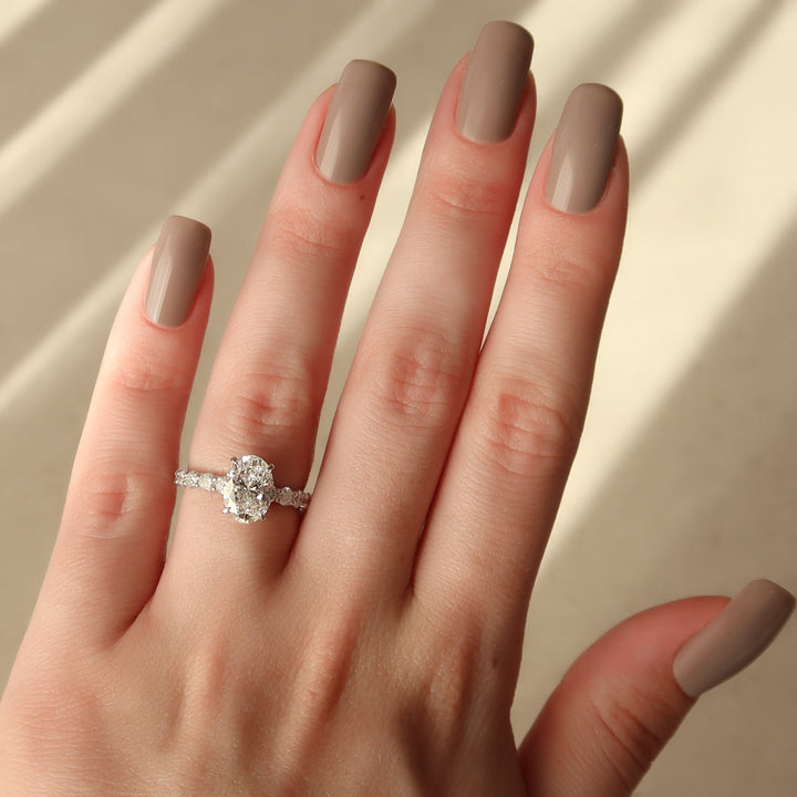 The Amora Oval Lab Diamond Moissanite Engagement Ring *Shown with 2 ct #material_white