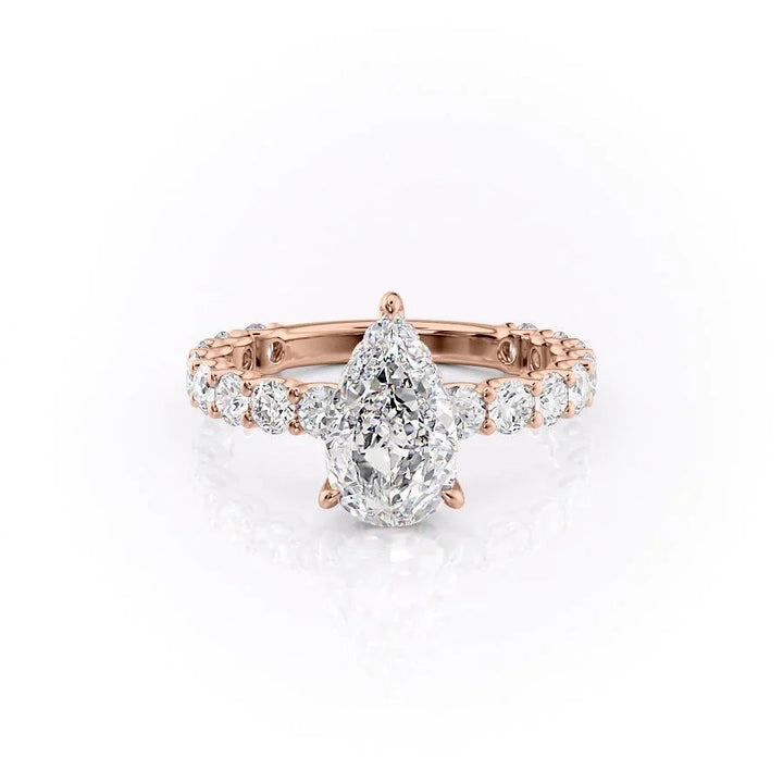 The Amora Set With Pear Side Stone Lab Diamond 1 Carat 14K Rose#material_rose