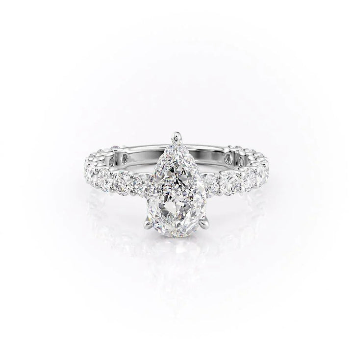 The Amora Set With Pear Side Stone Lab Diamond 1 Carat 14K White#material_white