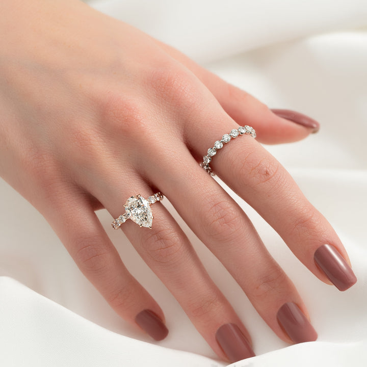 The Amora Pear Lab Diamond Moissanite Engagement Ring *Shown with 3 ct #material_rose