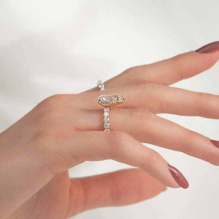 The Amora Pear Lab Diamond Moissanite Engagement Ring *Shown with 3 ct #material_rose