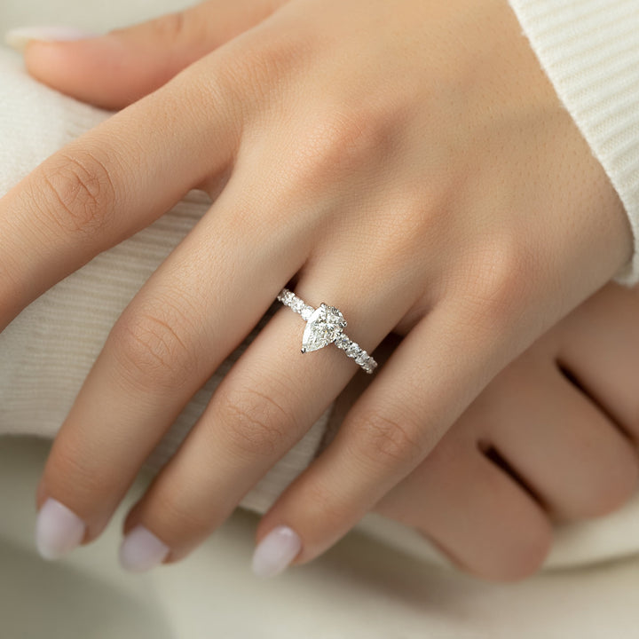 The Amora Pear Lab Diamond Moissanite Engagement Ring *Shown with 1 ct #material_white