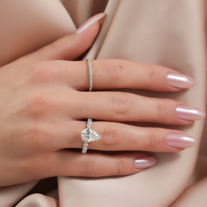 The Amora Pear Lab Diamond Moissanite Engagement Ring *Shown with 2.5 ct #material_white