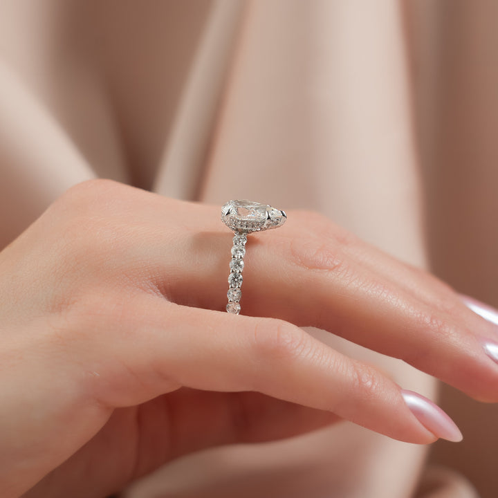 The Amora Pear Lab Diamond Moissanite Engagement Ring *Shown with 2.5 ct #material_white