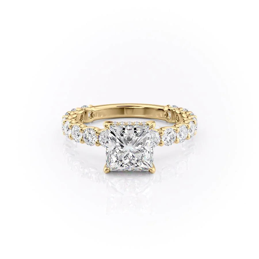 The Amora Set With Princess Side Stone Lab Diamond 1 Carat 14K Gold#material_gold