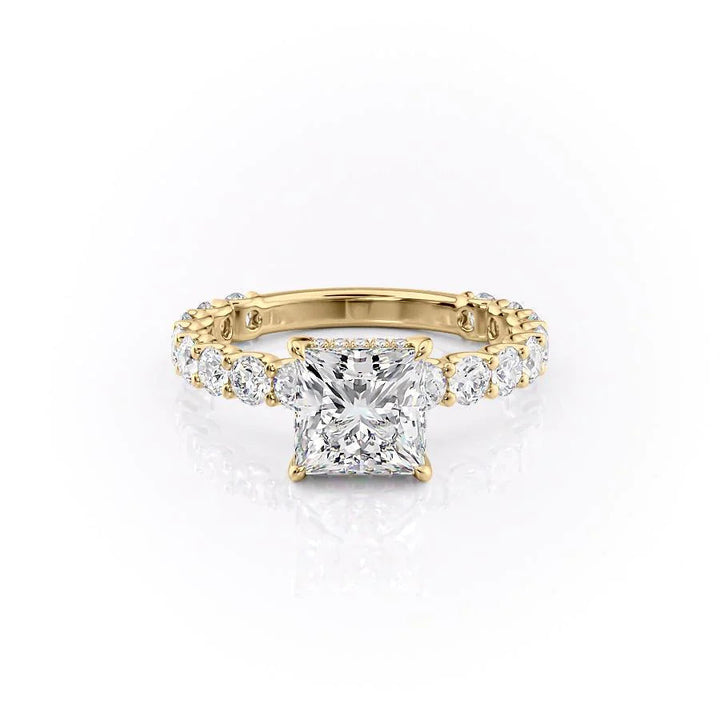 The Amora Set With Princess Side Stone Lab Diamond 1 Carat 14K Gold#material_gold