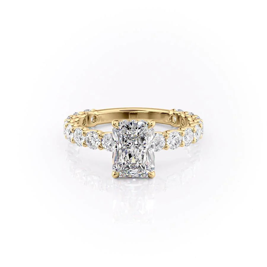 The Amora Set With Radiant Side Stone Lab Diamond 1 Carat 14K Gold#material_gold