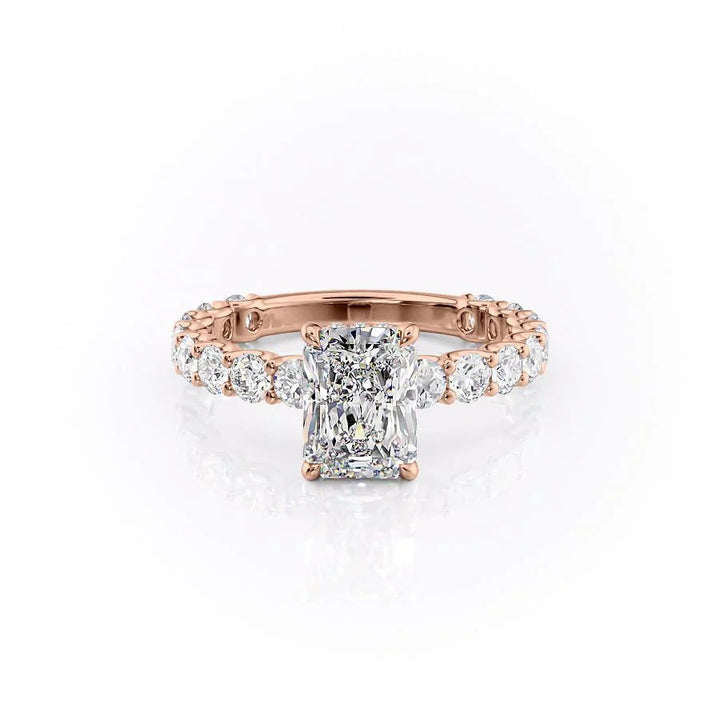The Amora Set With Radiant Side Stone Lab Diamond 1 Carat 14K Rose#material_rose