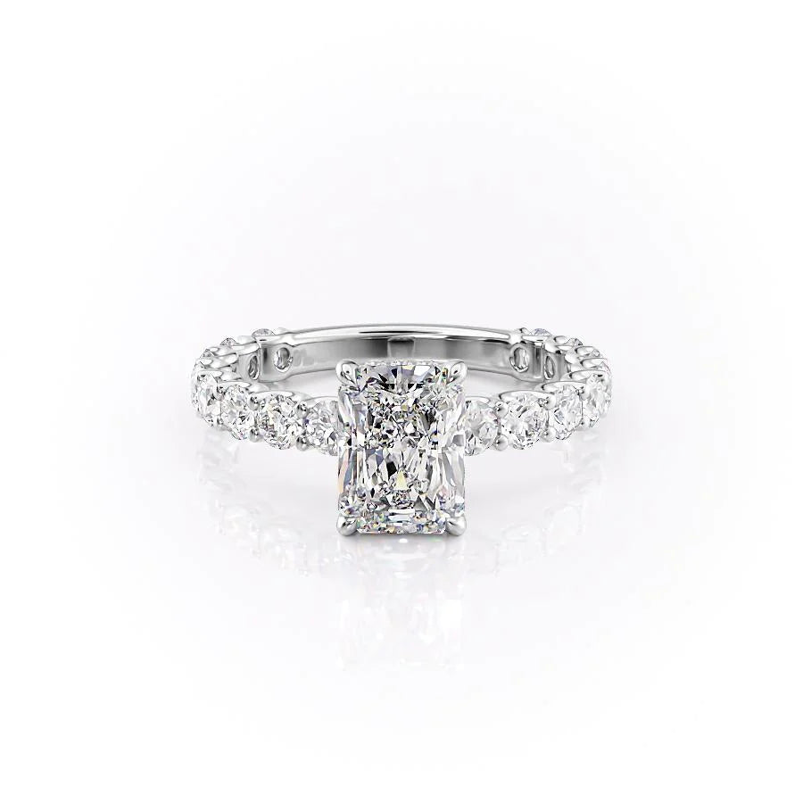 The Amora Set With Radiant Side Stone Lab Diamond 1 Carat 14K White#material_white