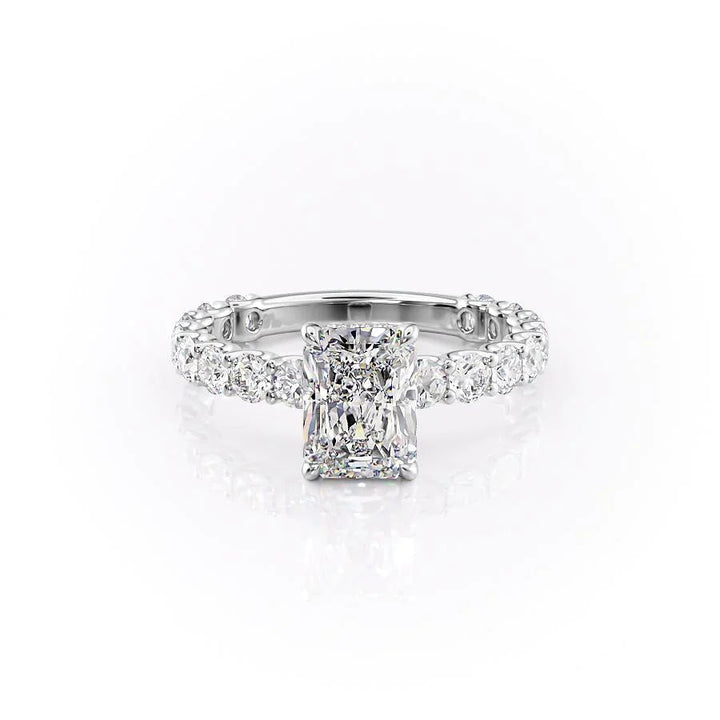 The Amora Set With Radiant Side Stone Lab Diamond 1 Carat 14K White#material_white