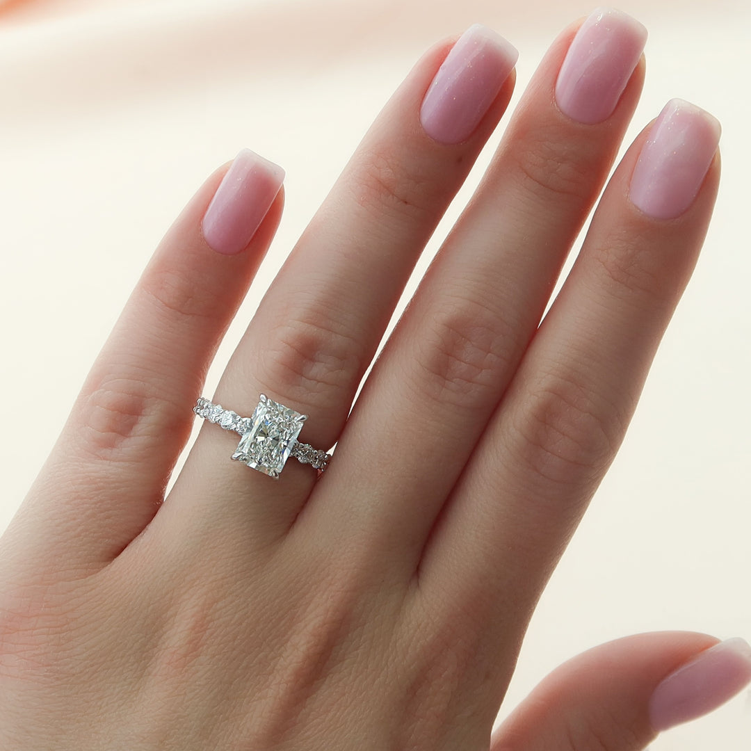 The Amora Radiant Lab Diamond Moissanite Engagement Ring