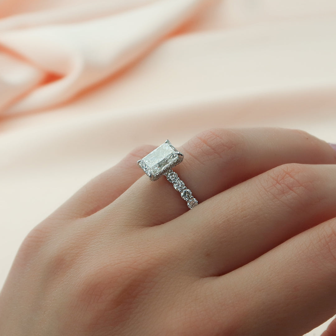 The Amora Radiant Lab Diamond Moissanite Engagement Ring