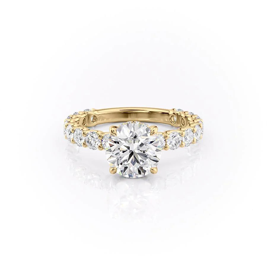 The Amora Set With Round Side Stone Lab Diamond 1 Carat 14K Gold#material_gold