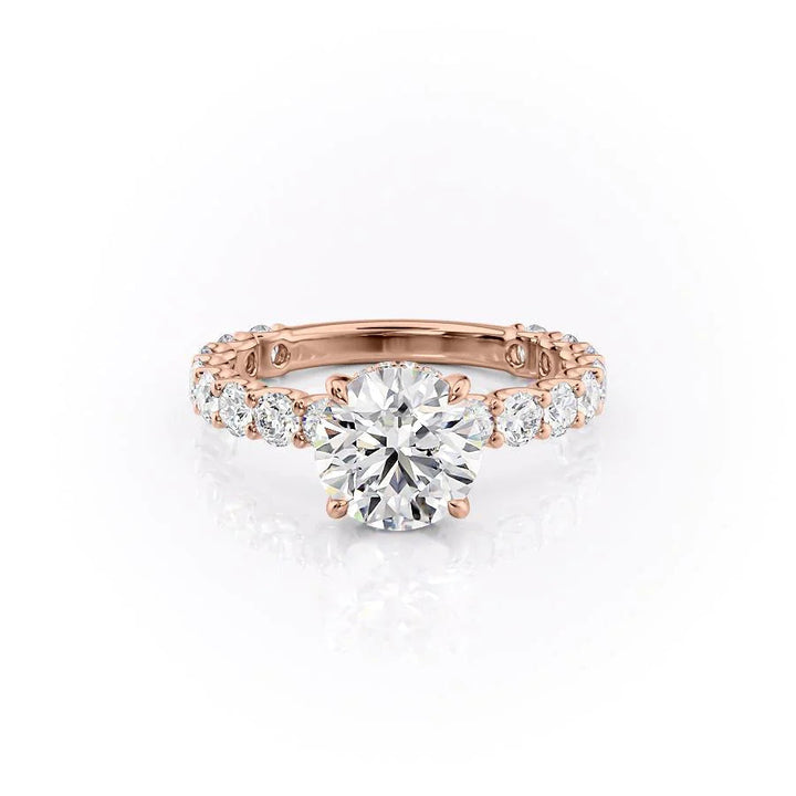 The Amora Set With Round Side Stone Lab Diamond 1 Carat 14K Rose#material_rose