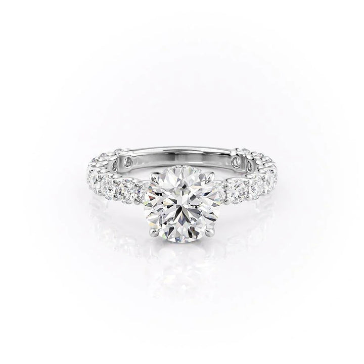 The Amora Set With Round Side Stone Lab Diamond 1 Carat 14K White#material_white