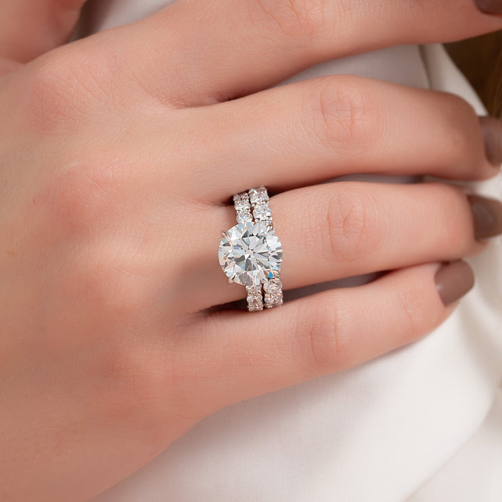 The Amora Round Lab Diamond Moissanite Engagement Ring *Shown with 5 ct #material_white