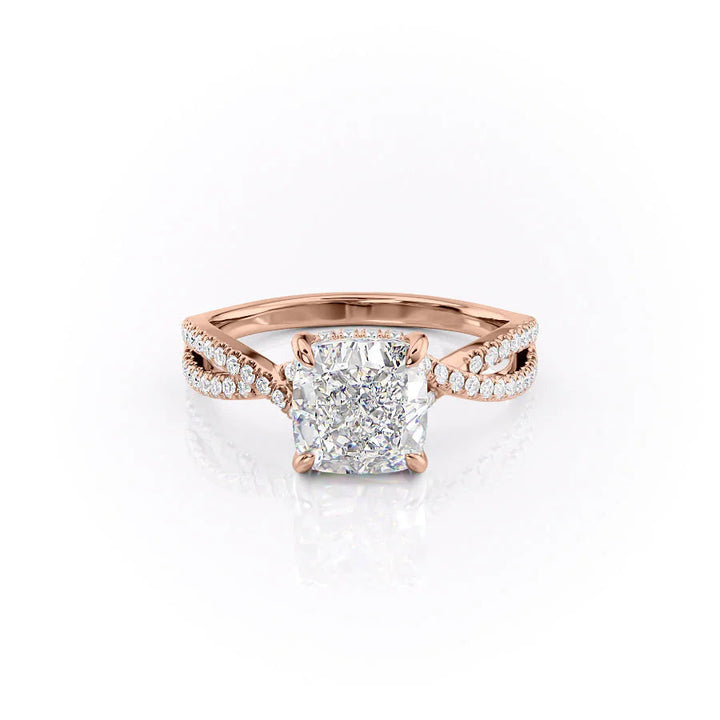 The Anastasia Set With Cushion Pave Lab Diamond 1 Carat 14K Rose#material_14k-rose