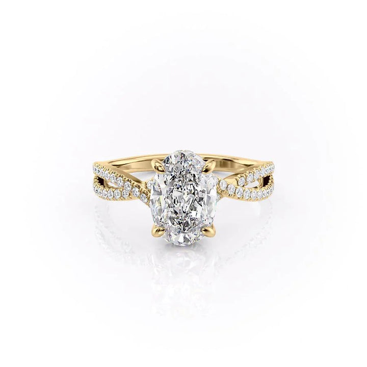 The Anastasia Set With Oval Pave Lab Diamond 1 Carat 14K Gold#material_gold