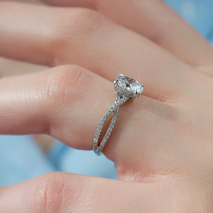 The Anastasia Oval Lab Diamond Moissanite Engagement Ring *Shown with 1 ct #material_white