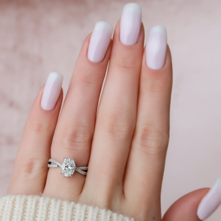 The Anastasia Oval Lab Diamond Moissanite Engagement Ring *Shown with 1.5 ct #material_white