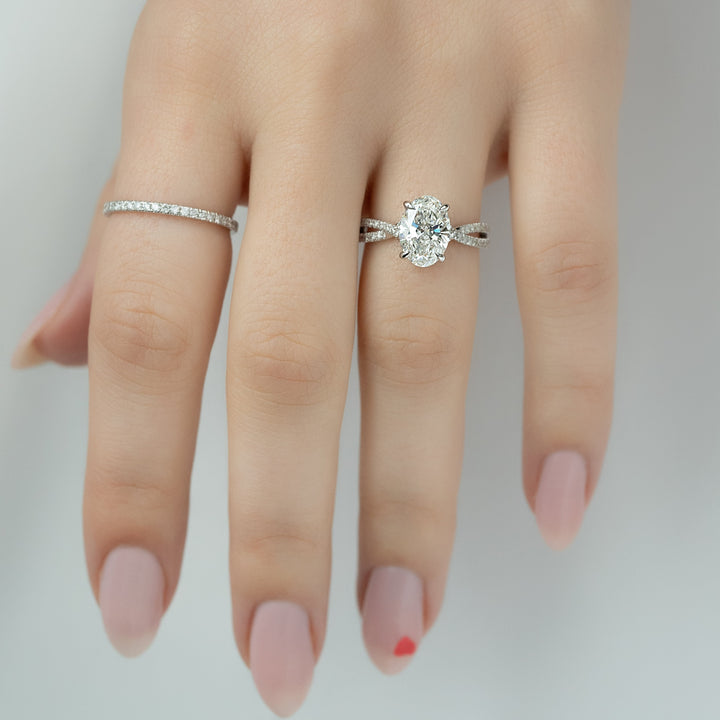 The Anastasia Oval Lab Diamond Moissanite Engagement Ring *Shown with 2 ct #material_white