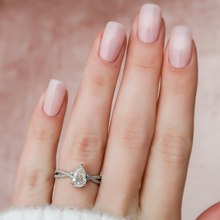 The Anastasia Pear Lab Diamond Moissanite Engagement Ring *Shown with 1 ct #material_white