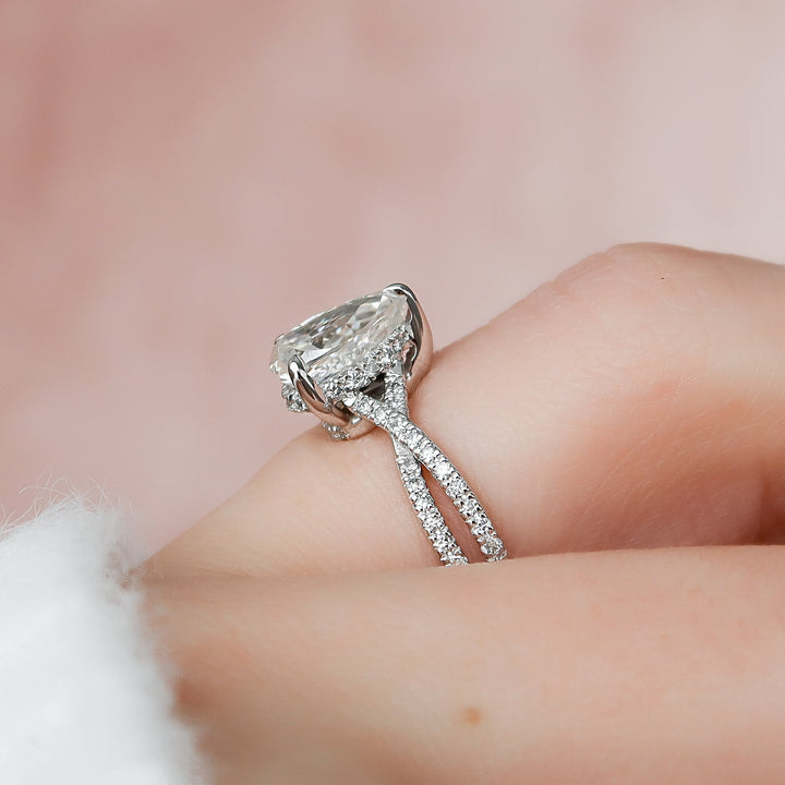 The Anastasia Pear Lab Diamond Moissanite Engagement Ring *Shown with 1 ct #material_white